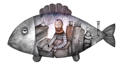 Арт фотообои Иллюстрация с рыбой